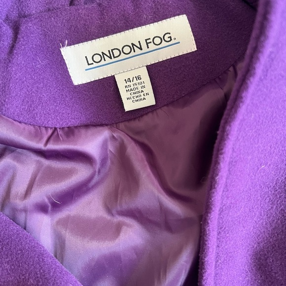 Girls London Fog Purple Peacoat Size 14 - Picture 3 of 6